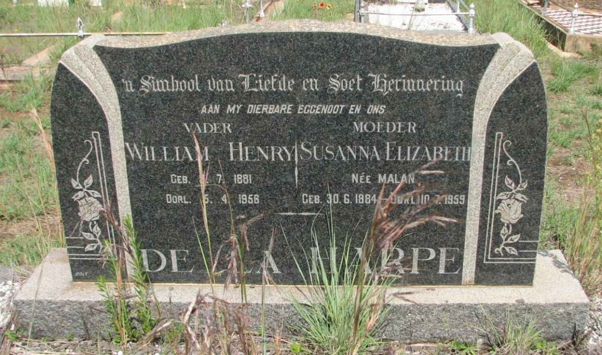 HARPE William Henry, de la 1881-1958 &amp; Susanna Elizabeth MALAN 1884-1959