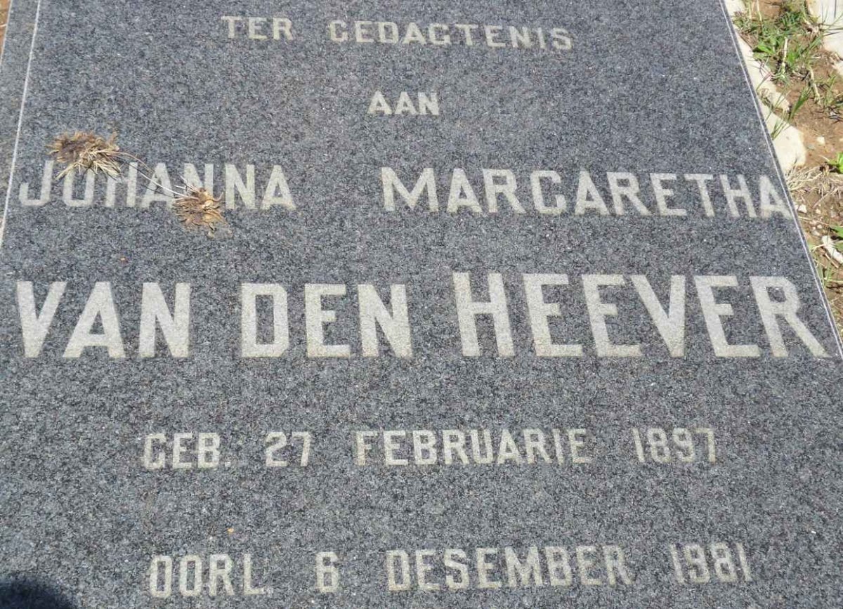 HEEVER Johanna Margaretha, van den 1897-1981
