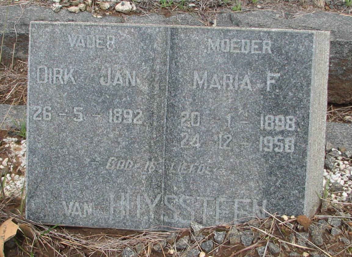 HUYSSTEEN Dirk Jan, van 1892- &amp; Maria F. 1898-1958