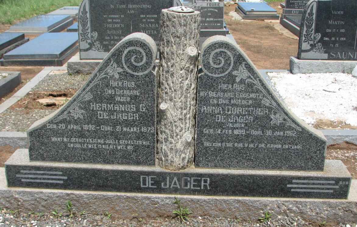 JAGER Hermanus G., de 1892-1973 &amp; Anna Dorethea VILJOEN 1899-1962