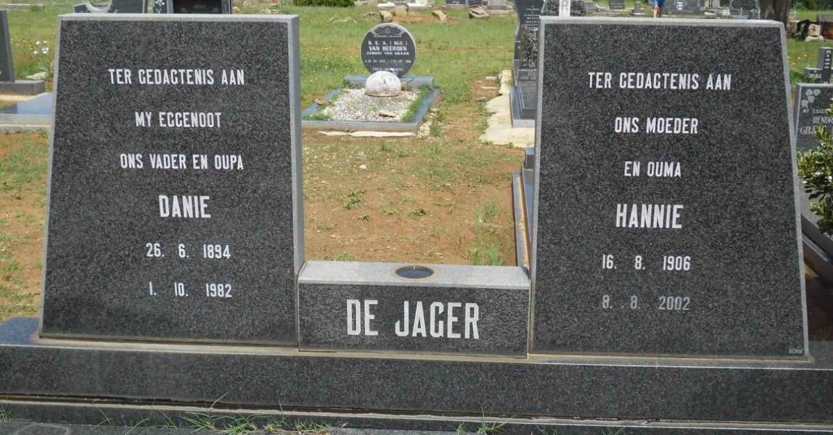 JAGER Danie, de 1894-1982 &amp; Hannie 1906-2002
