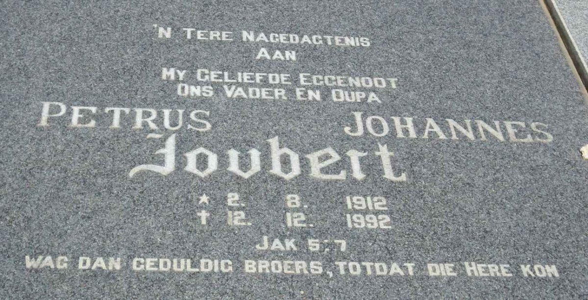 JOUBERT Petrus Johannes 1912-1992