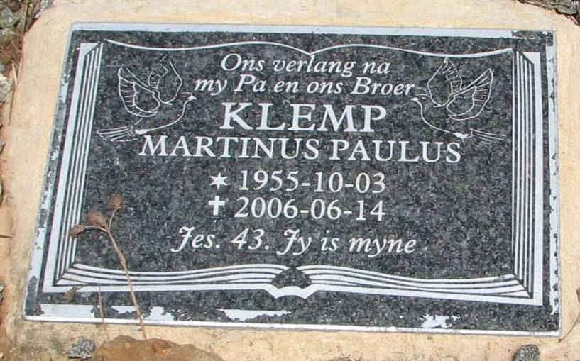 KLEMP Martinus Paulus 1955-2006