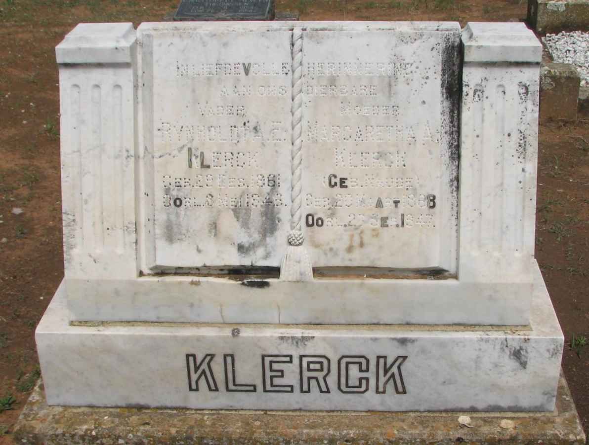 KLERCK Rynhold A.E. 1881-1946 &amp; Margaretha A. NAUDE 1888-1947
