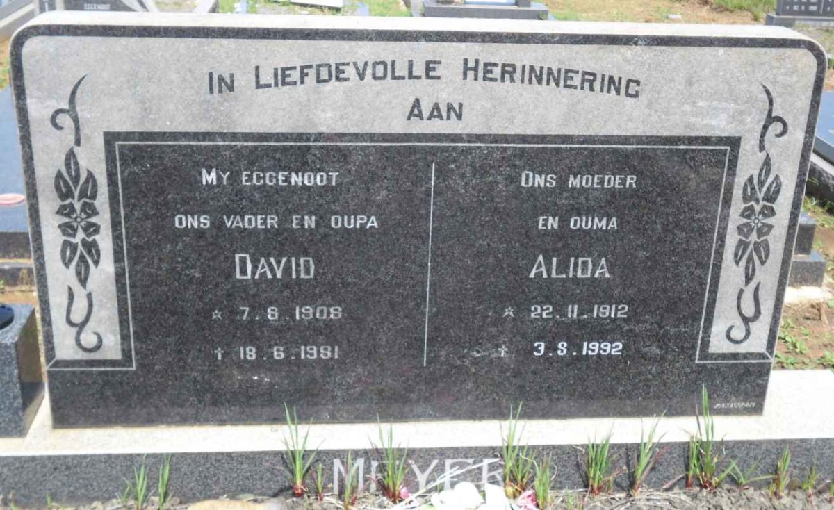 MEYER David 1908-1981 &amp; Alida 1912-1992