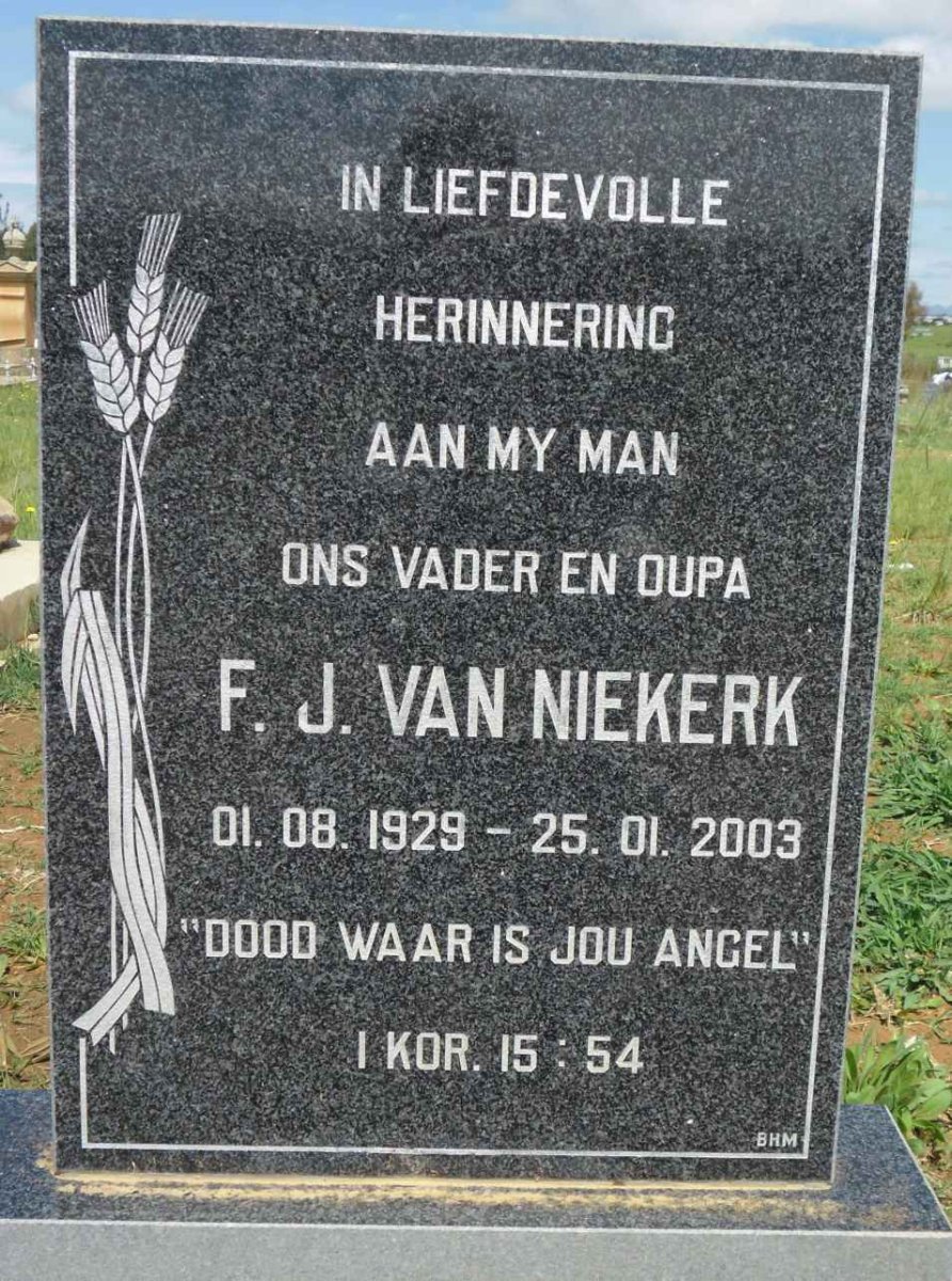 NIEKERK F.J., van 1929-2003