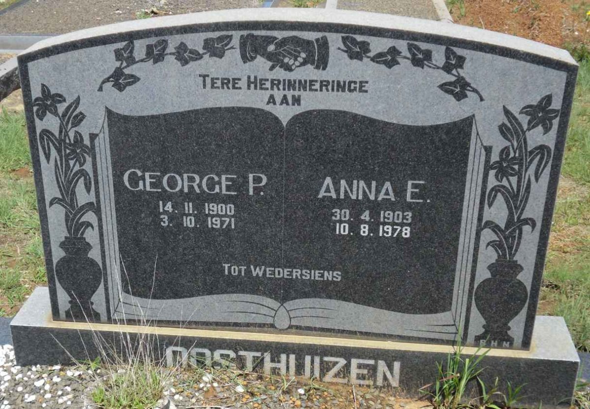 OOSTHUIZEN George P. 1900-1971 &amp; Anna E. 1903-1978