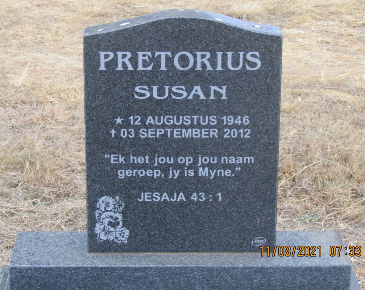 PRETORIUS Susan 1946-2012