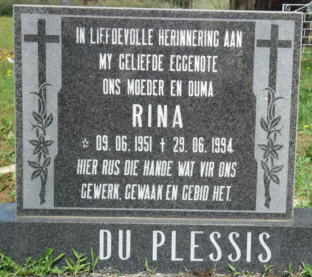 PLESSIS Rina, du 1951-1994