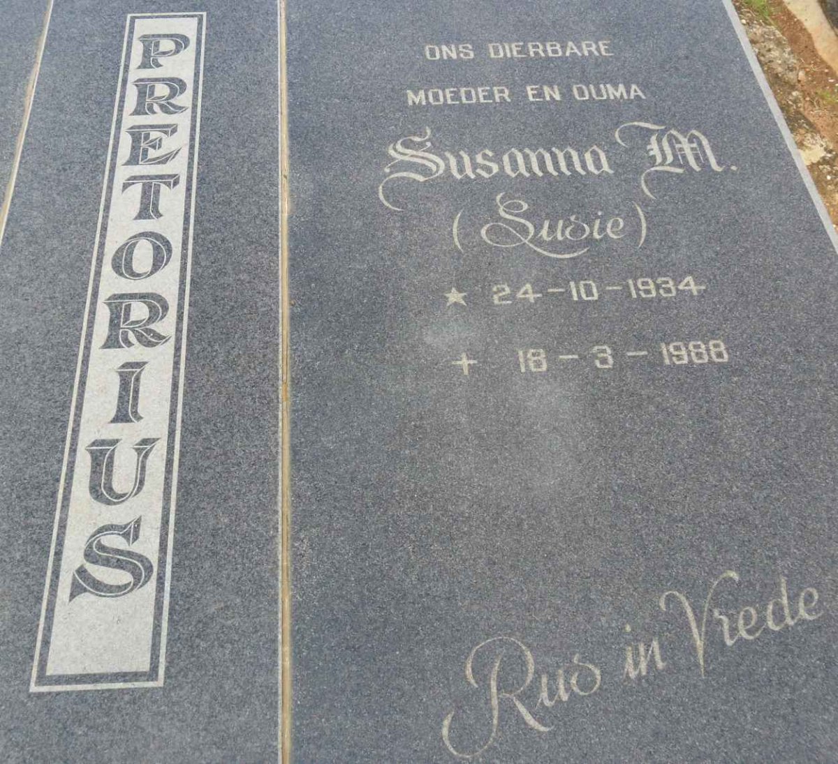 PRETORIUS Susanna M. 1934-1988