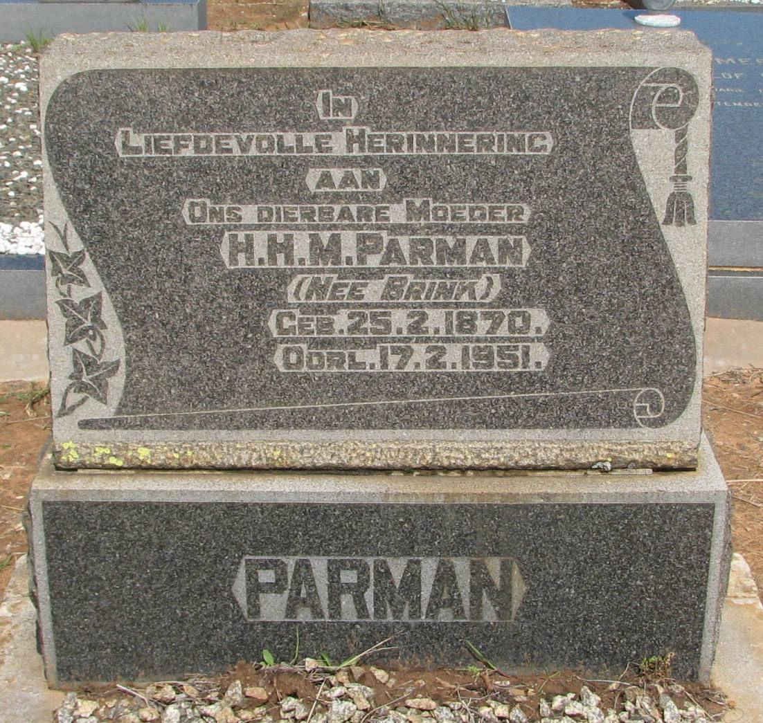 PARMAN H.H.M. nee BRINK 1870-1951