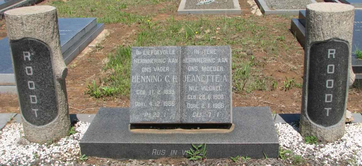 ROODT Henning C.H. 1899-1966 &amp; Jeanette A. VILONEL 1908-1986