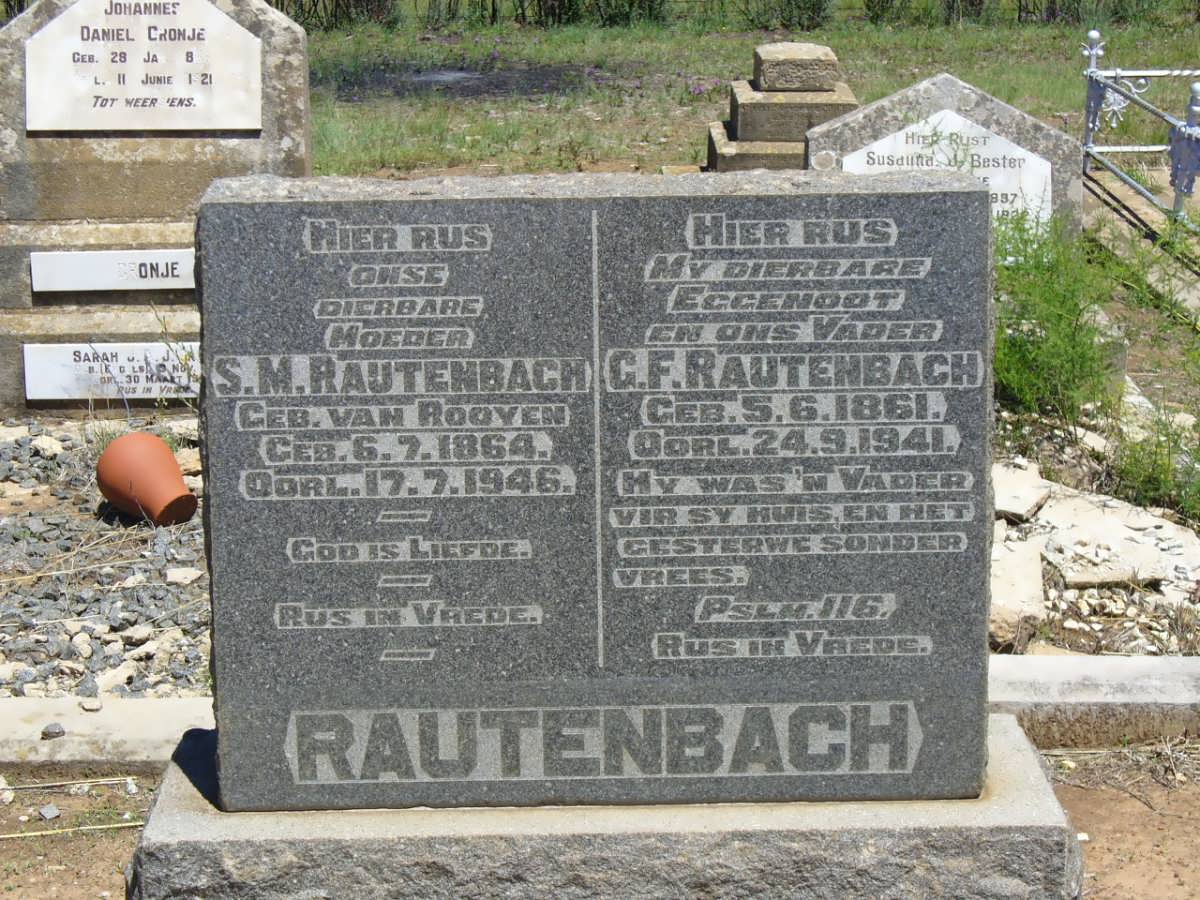 RAUTENBACH G.F. 1861-1941 &amp; S.M. VAN ROOYEN 1864-1946