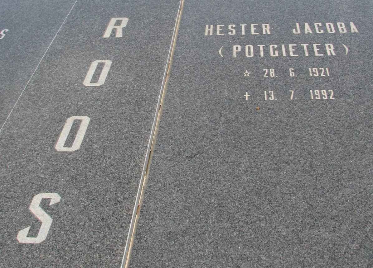 ROOS Hester Jacoba nee POTGIETER 1921-1992
