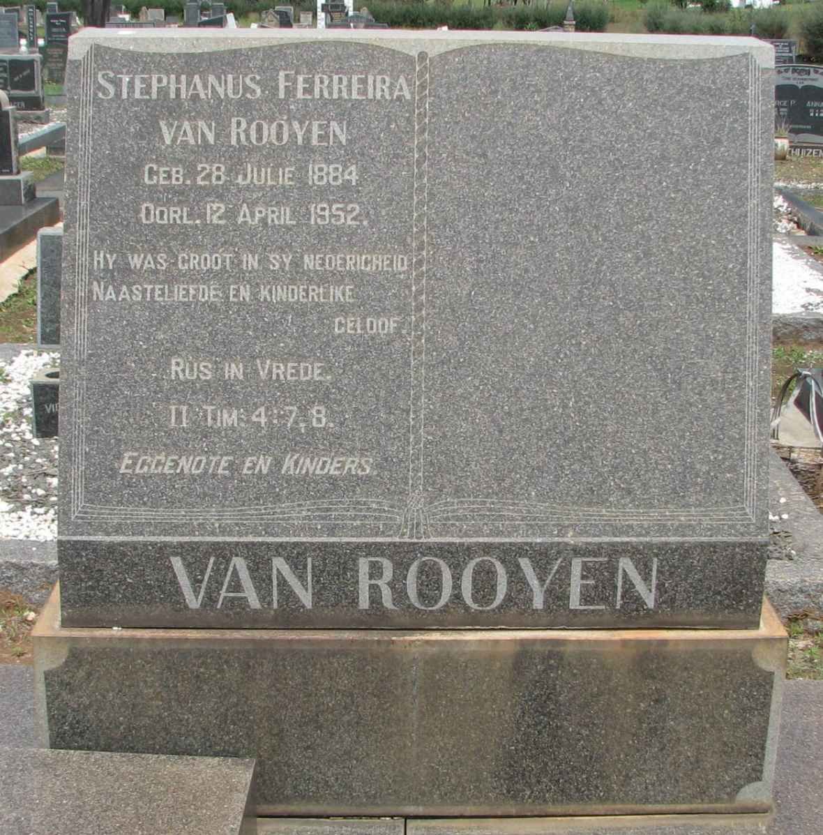 ROOYEN Stephanus Ferreira, van 1884-1952 