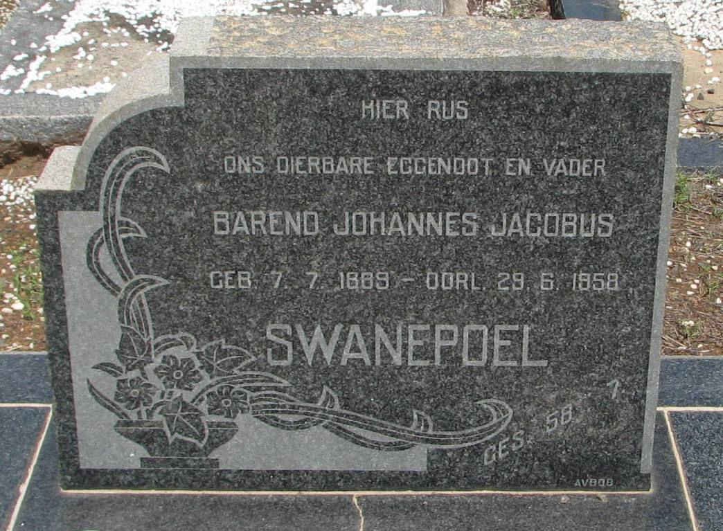 SWANEPOEL Barend Johannes Jacobus 1889-1958