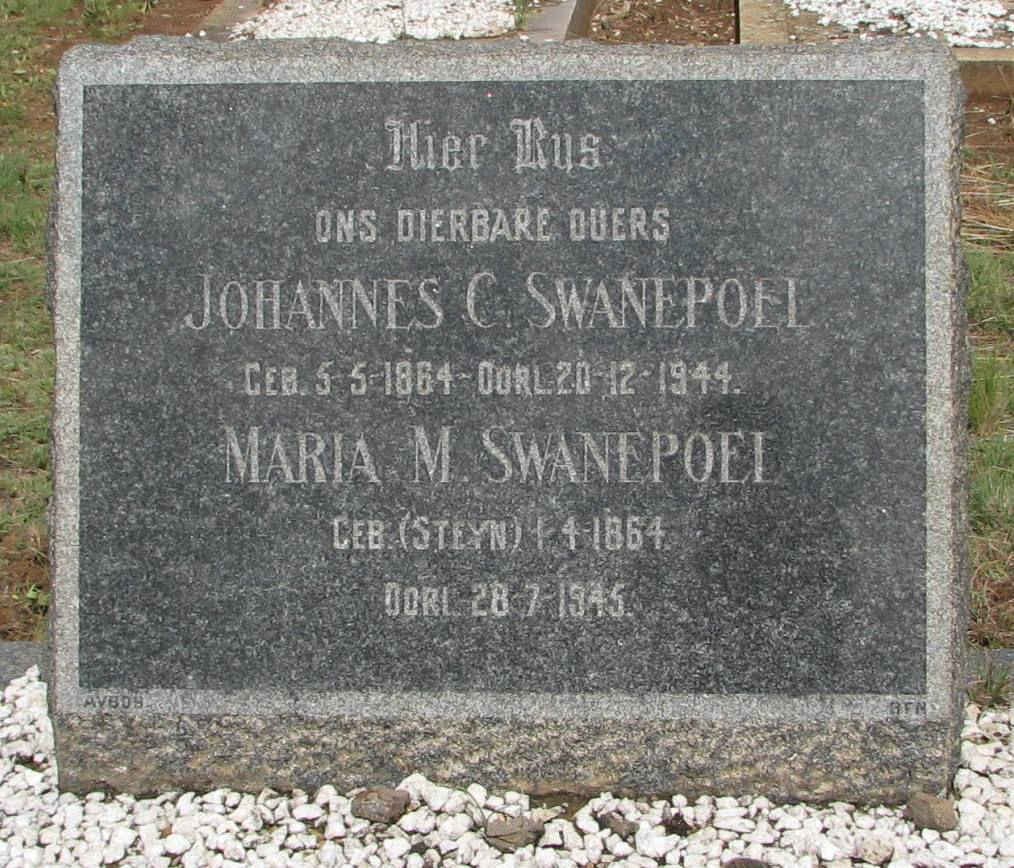 SWANEPOEL Johannes C. 1864-1944 &amp; Maria M. STEYN 1864-1945
