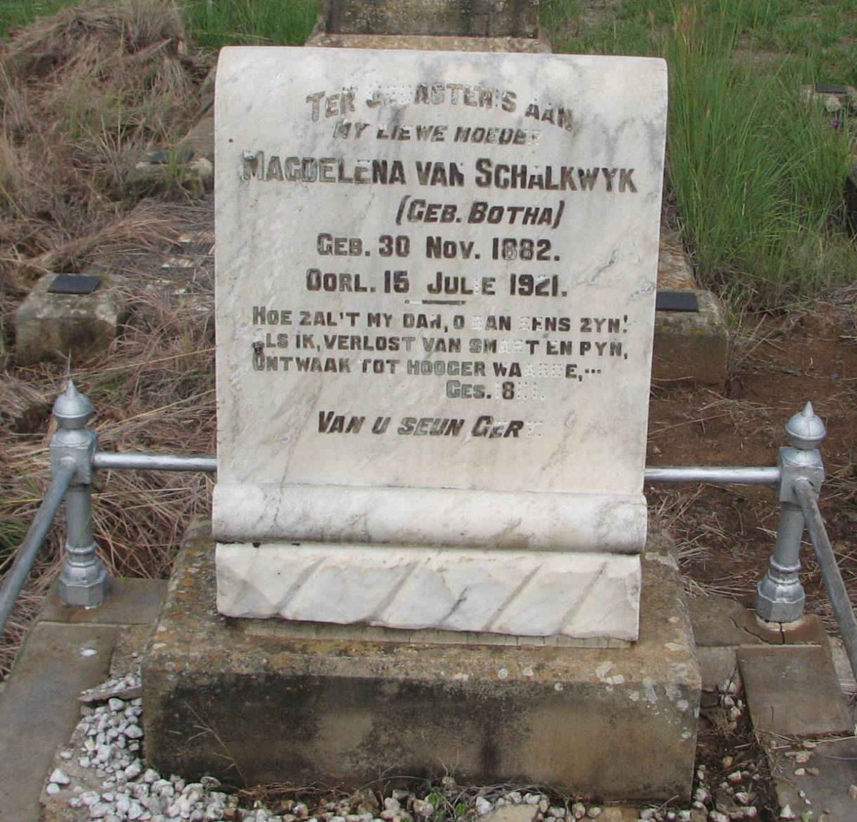 SCHALKWYK Magdalena, van nee BOTHA 1882-1921