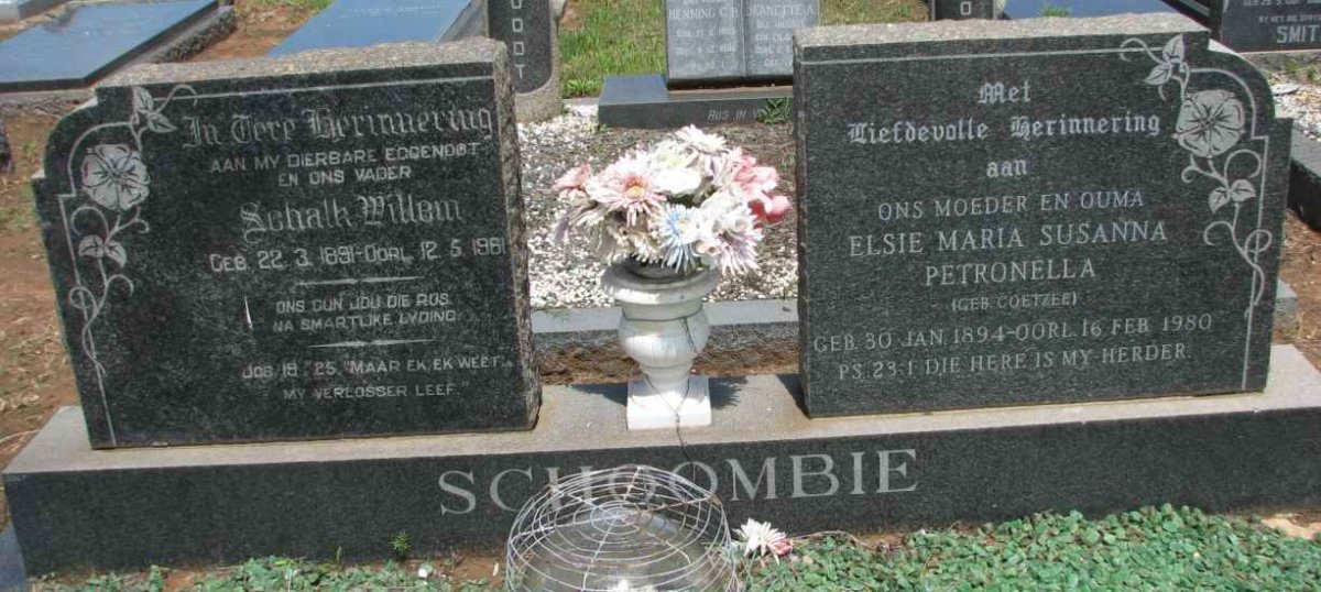 SCHOOMBIE Schalk Willem 1891-1989 &amp; Elsie Maria Susanna Petronella COETZER 1894-1980