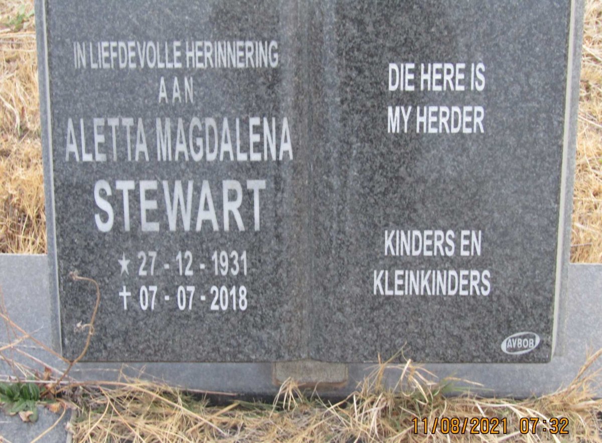 STEWART Aletta Magdalena 1931-2018