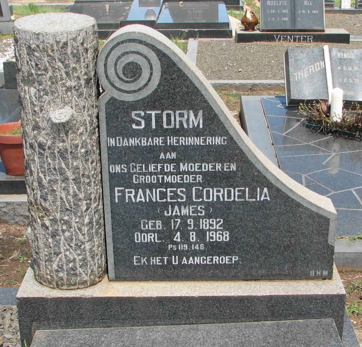 STORM Frances Cordelia nee JAMES 1892-1968