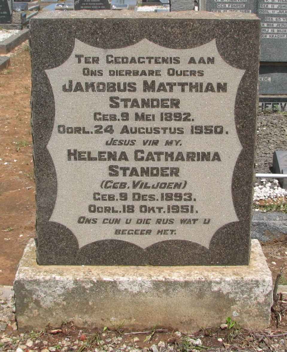 STANDER Jakobus Matthian 1892-1950 &amp; Helena Catharina VILJOEN 1893-1951