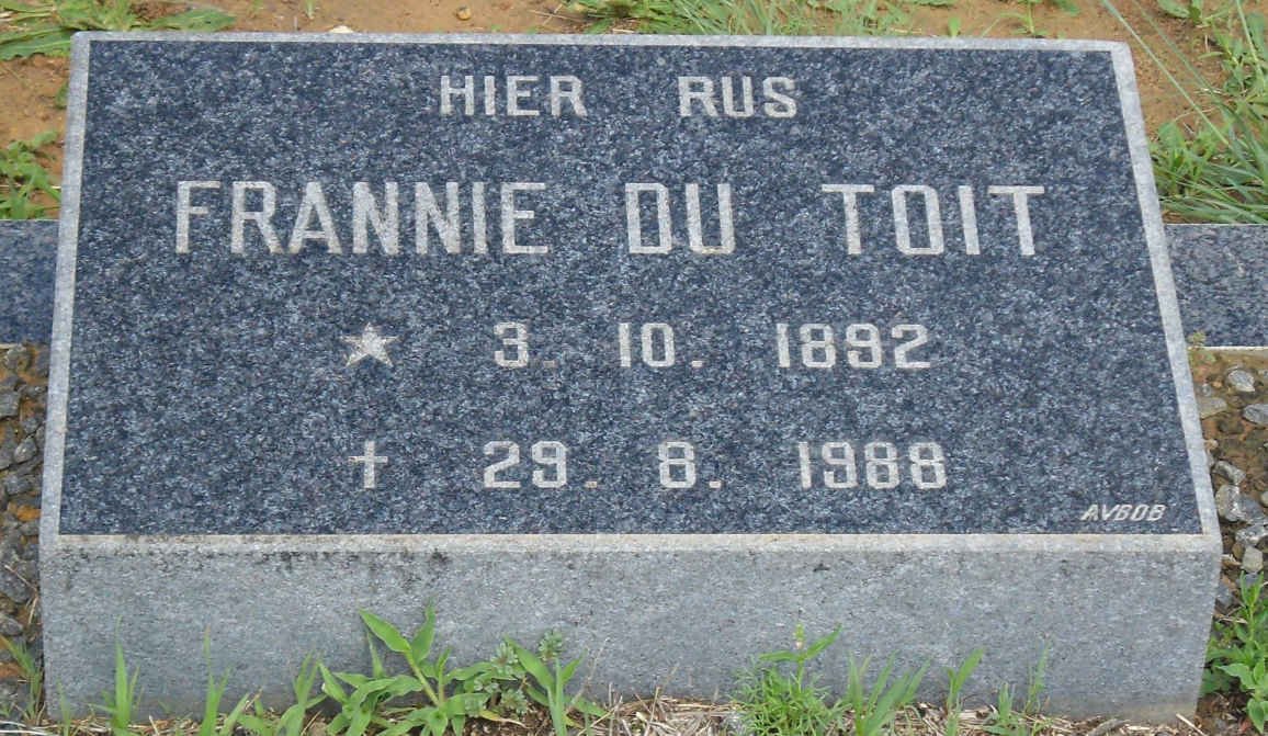 TOIT Frannie, du 1892-1988
