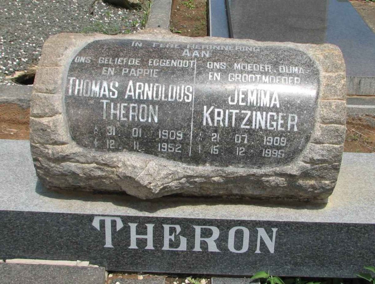 THERON Thomas Arnoldus 1909-1952 &amp; Jemima KRITZINGER 1909-1995