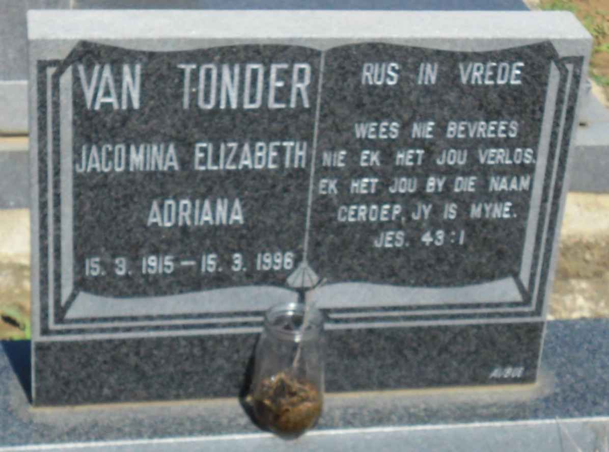 TONDER Jacomina Elizabeth Adriana, van 1915-1996