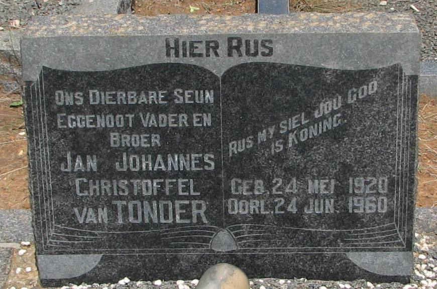 TONDER Jan Johannes Christoffel, van 1920-1960