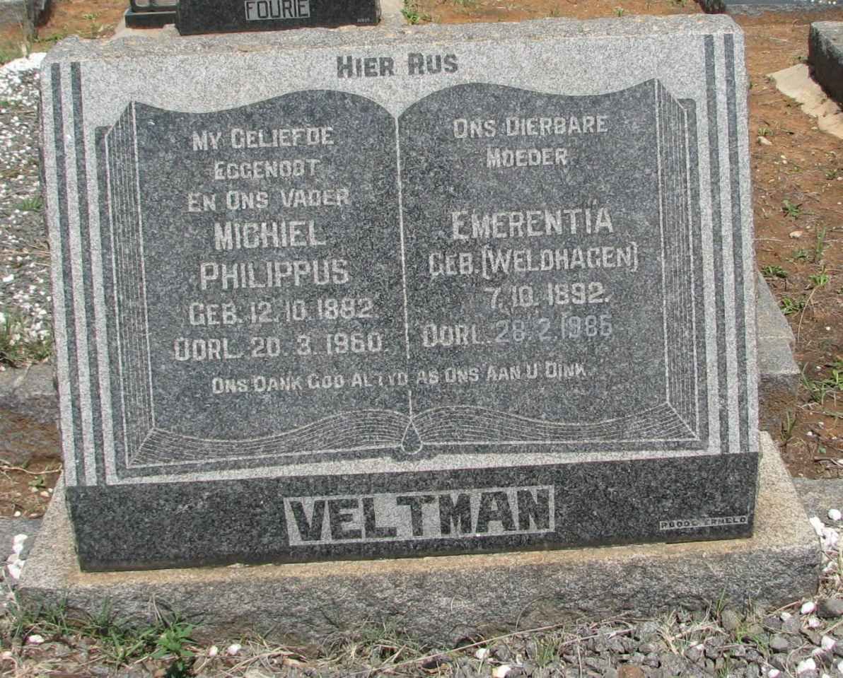 VELTMAN Michiel Philippus 1892-1960 &amp; Emerentia WELDHAGEN 1892-1985