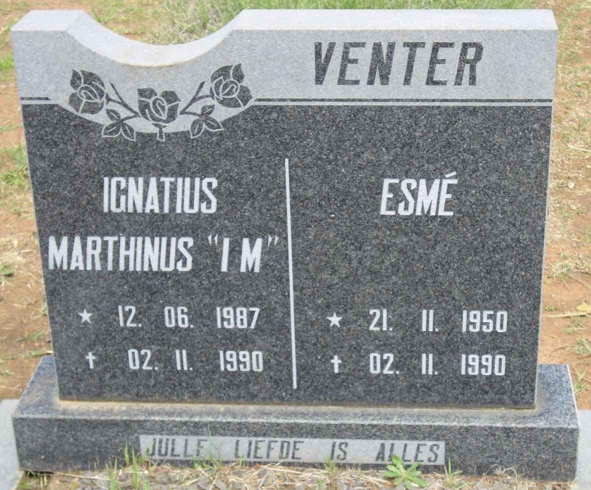 VENTER Ignatius Marthinus 1987-1990 &amp; Esme 1950-1990