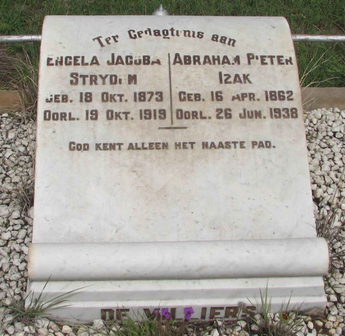 VILLIERS Abraham Pieter Izak, de 1862-1938 &amp; Engela Jacoba STRYDOM 1873-1919