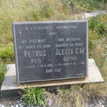 ?ENT? Petrus 1924-1983 &amp; Aletta C.W. 1929-2011