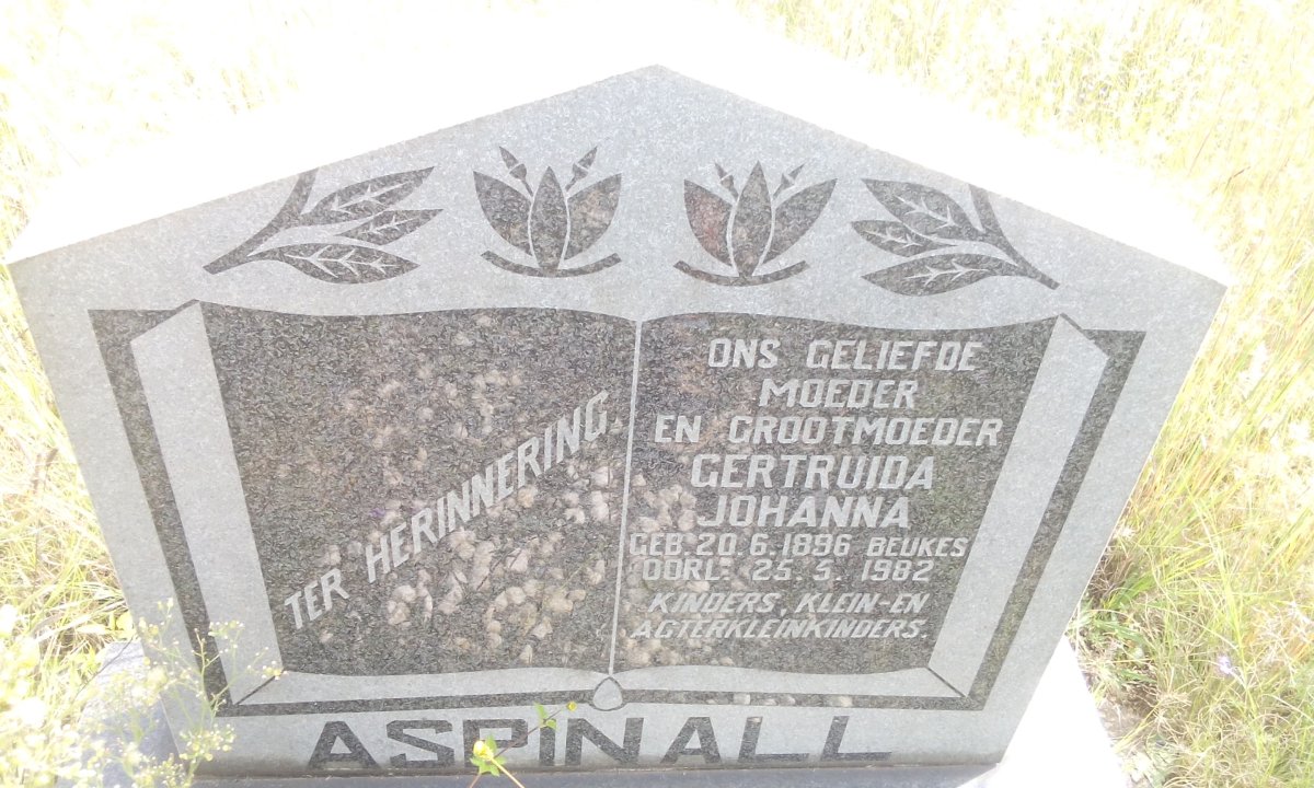 ASPINALL Gertruida Johanna nee BEUKES 1896-1982