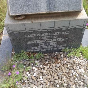 ALBERTYN Dirkie Johanna Talitha formerly DÖHNE nee OOSTHUYSE 1862-1956