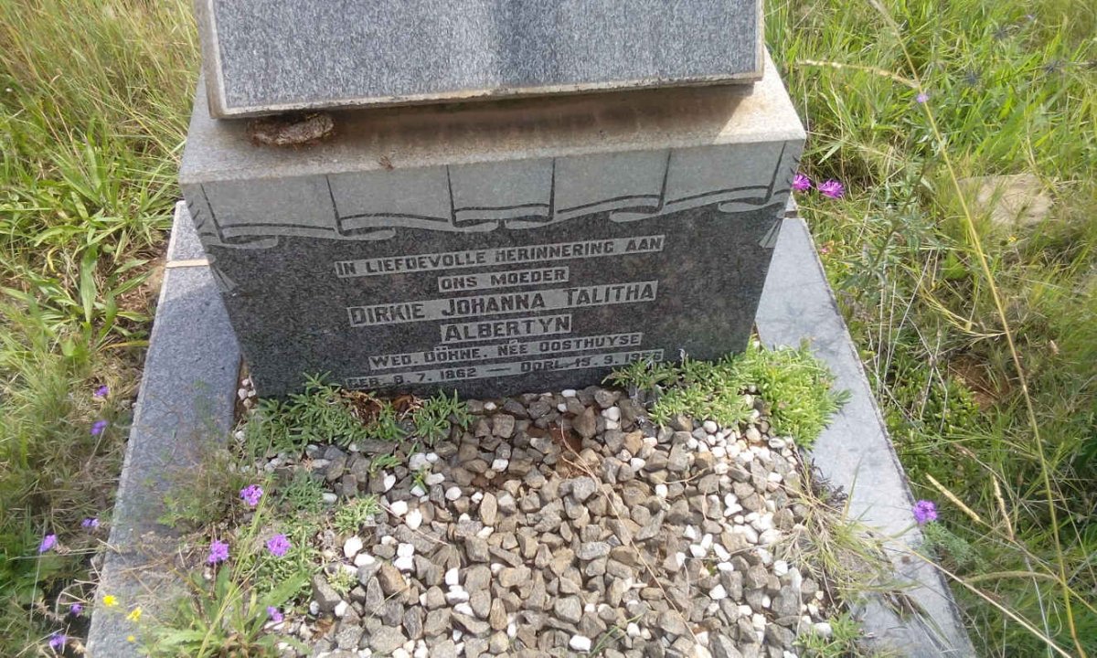 ALBERTYN Dirkie Johanna Talitha formerly DÖHNE nee OOSTHUYSE 1862-1956