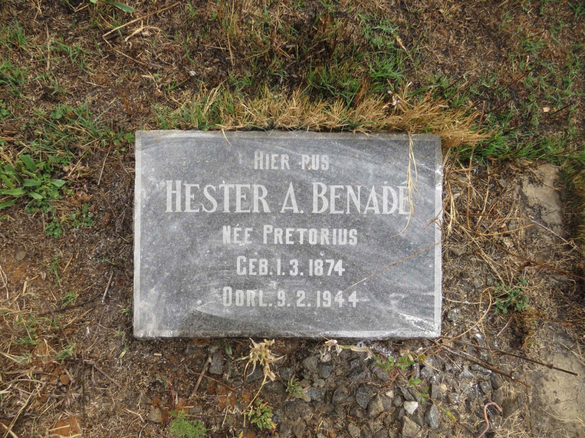 BENADE Hester A. nee PRETORIUS 1874-1944