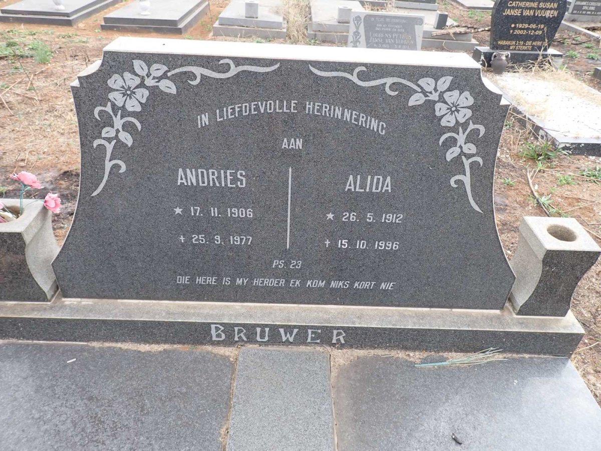 BRUWER Andries 1906-1977 & Alida 1912-1996