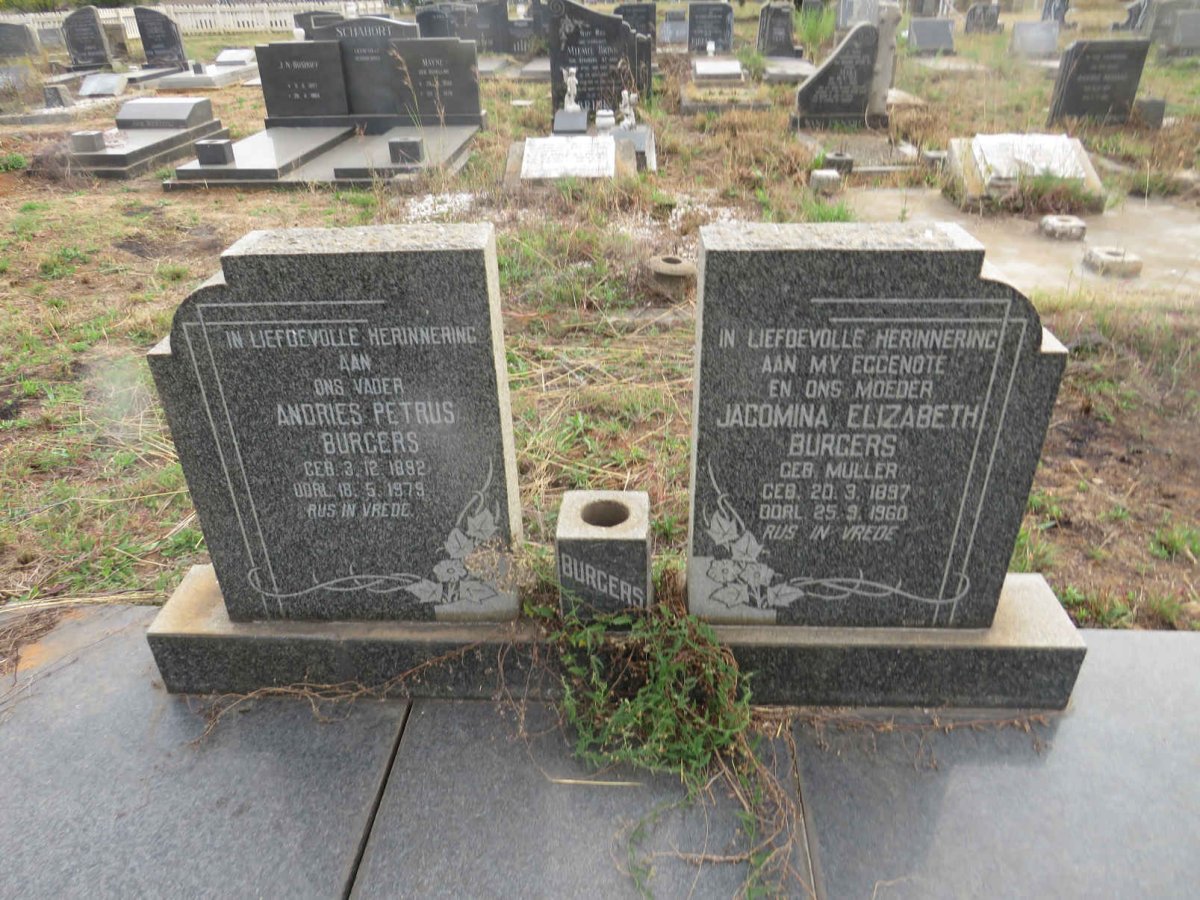 BURGERS Andries Petrus 1892-1979 & Jacomina Elizabeth MULLER 1897-1960