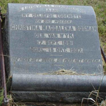 BOSMAN Christina Magdalena nee VAN WYK 1891-1937