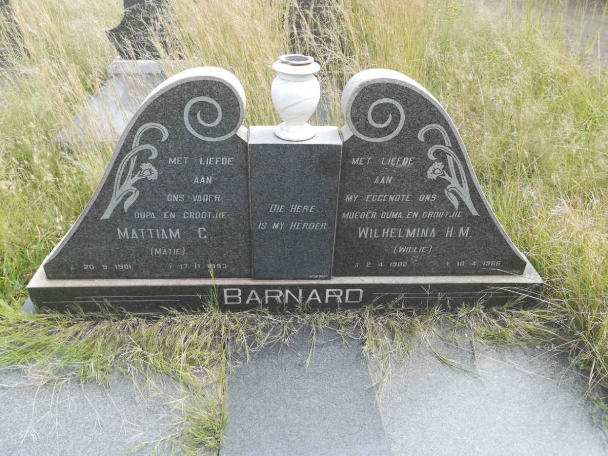 BARNARD Mattiam C. 1901-1993 &amp; Wilhelmina H.M. 1902-19?6