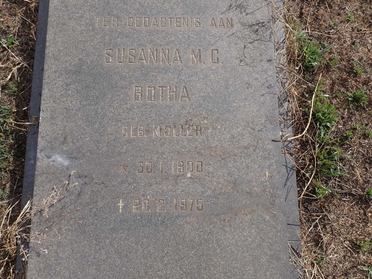 BOTHA Susanna M.C. nee MULLER 1900-1975