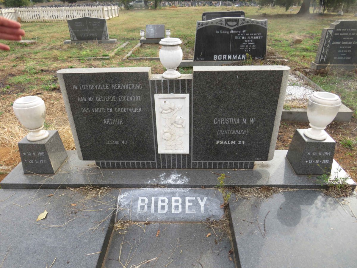 BIBBEY Arthur 1910-1977 & Christina M.W. RAUTENBACH 1914-2002 