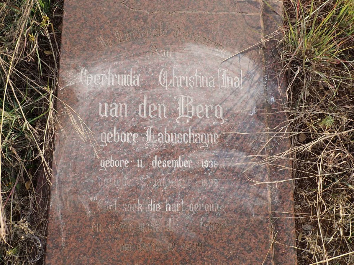 BERG Gertruida Christina, van den nee LABUSCHAGNE 1938-1998