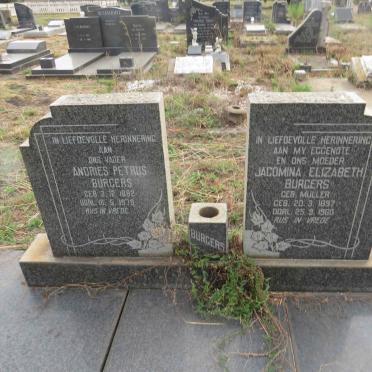 BURGERS Andries Petrus 1892-1979 & Jacomina Elizabeth MULLER 1897-1960
