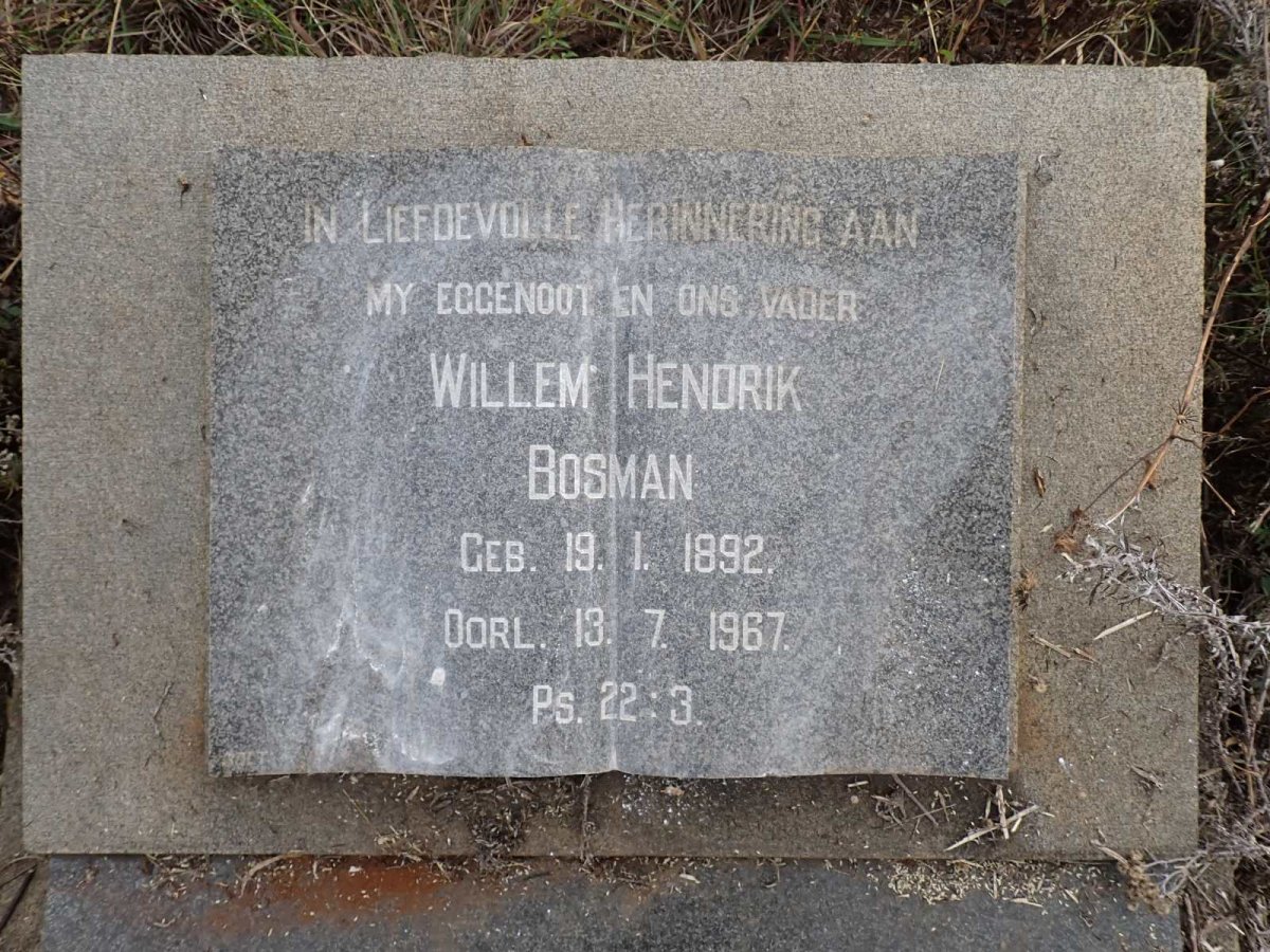 BOSMAN Willem Hendrik 1892-1967