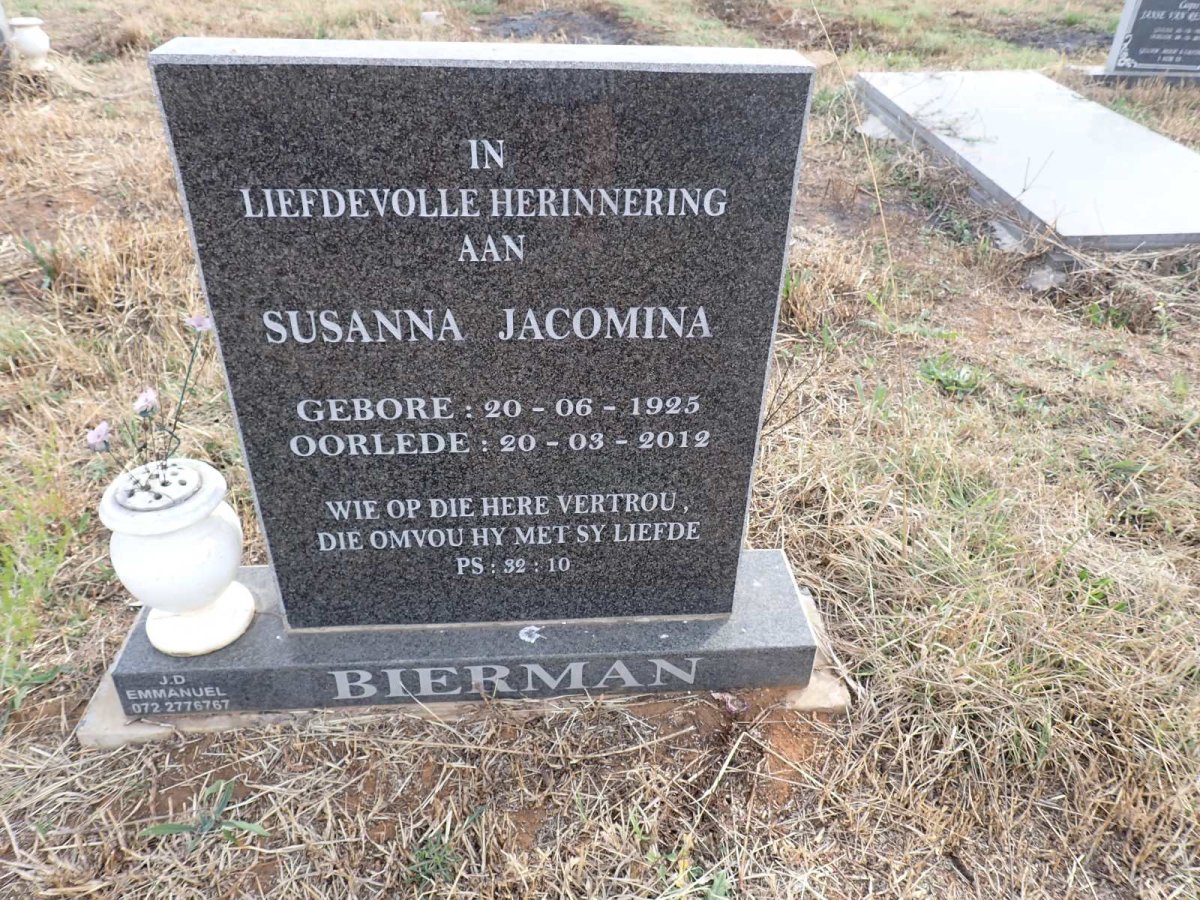 BIERMAN Susanna Jacomina 1925-2012