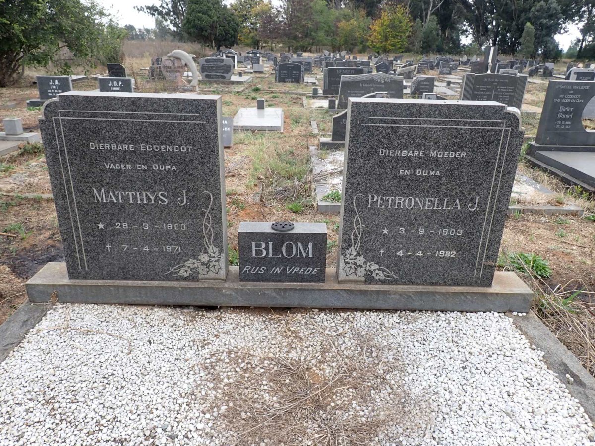 BLOM Matthys J. 1903-1971 & Petronella J. 1903-1982