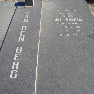 BERG Anna Magdalena, van den nee GREYLING 1913-2007